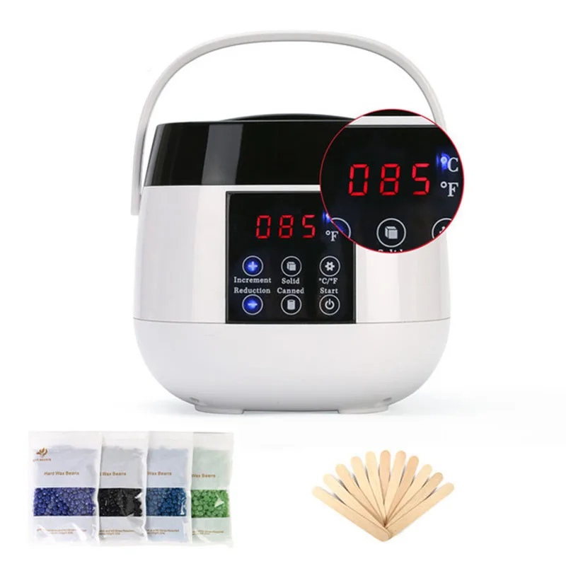 

Electric Hot Wax Warmer Kit safety Constant Temperature Heater Machine + Hard Wax Beans Man Women Pro Hot Paraffin Heater Waxing, White