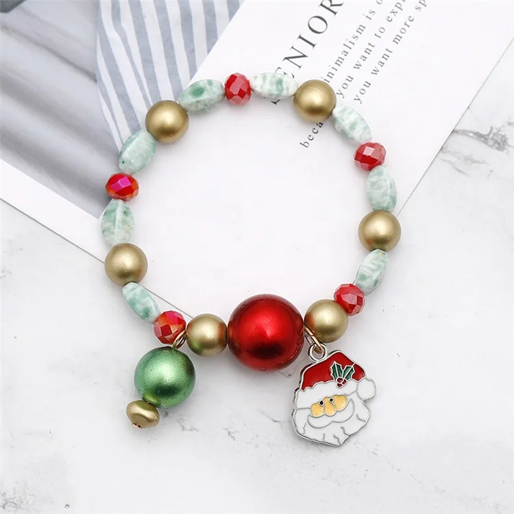 

Santa Claus Christmas Bracelet Chain Jewelry Pendants Xmas Decor, Picture