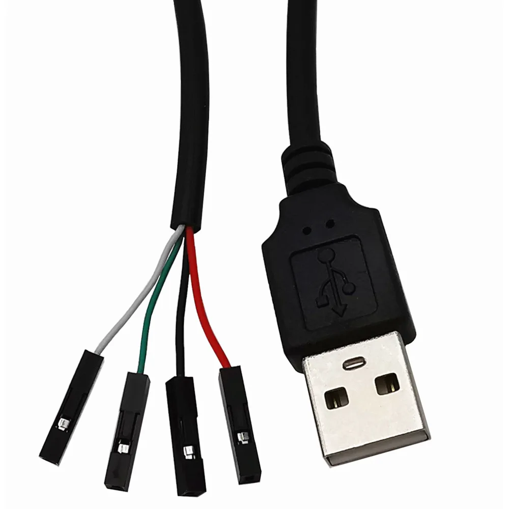 

4*1Pin Motherboard Female Header to USB 2.0 Male /Female Dupont Extender Cable 0.3m, Black