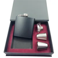

HSTD 2020 New arrive 6OZ Brown Leather Stainless Steel Hip Flask Gift Set With 4pcs Shot Glass