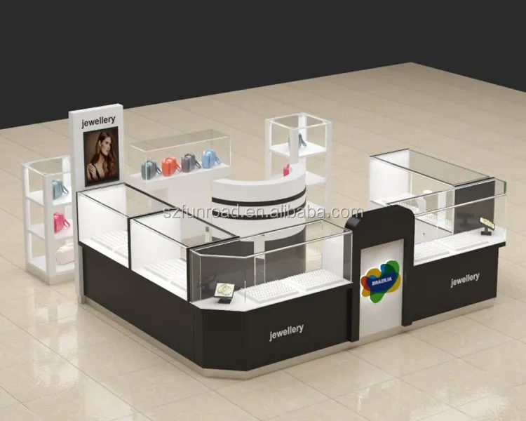 Fashion modern high quality jewelry kiosk showcase shopping mall kiosk