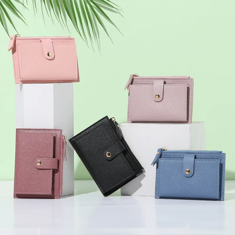 

Ultra-Thin Korean Coin Purse Buckle Hand Candy Color Women's Leather Wallet Purse Twofold Card Holder
