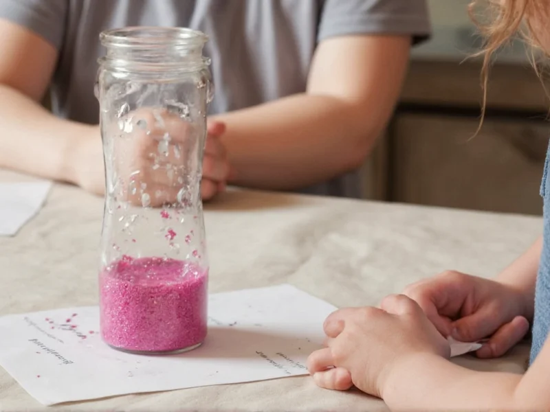 Child calming with glitter sensory bottle