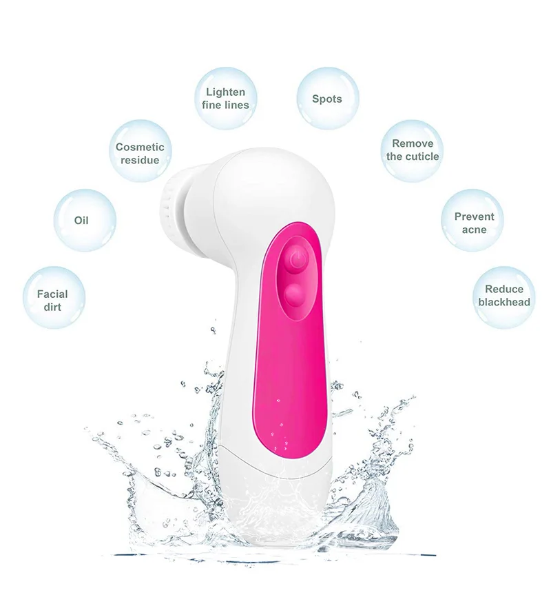 

Electric facial brush cleaner 5 in 1 facial spin brush professional cleansing facial brush, Pink