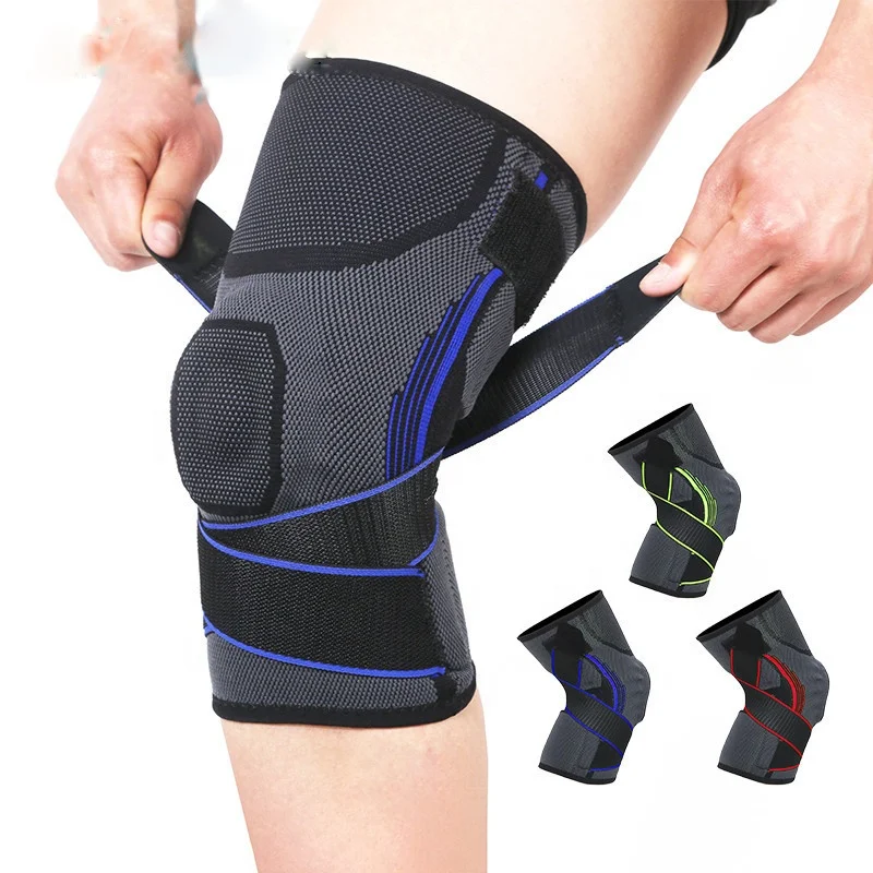 

AK-2119 Hinged Knee Brace Support with Strap & Side Patella Stabilizers for Protection & Pain Relief, Black ,blue and red