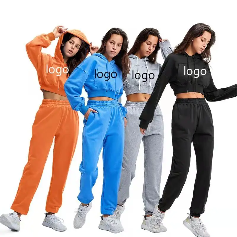 

Hoodie Pullover Sweatshirt Sports Fitness Sweater Suit Low Waist Hooded Long-Sleeve Sweater Women'S Casual Loose Two-Piece Suit, 4colors