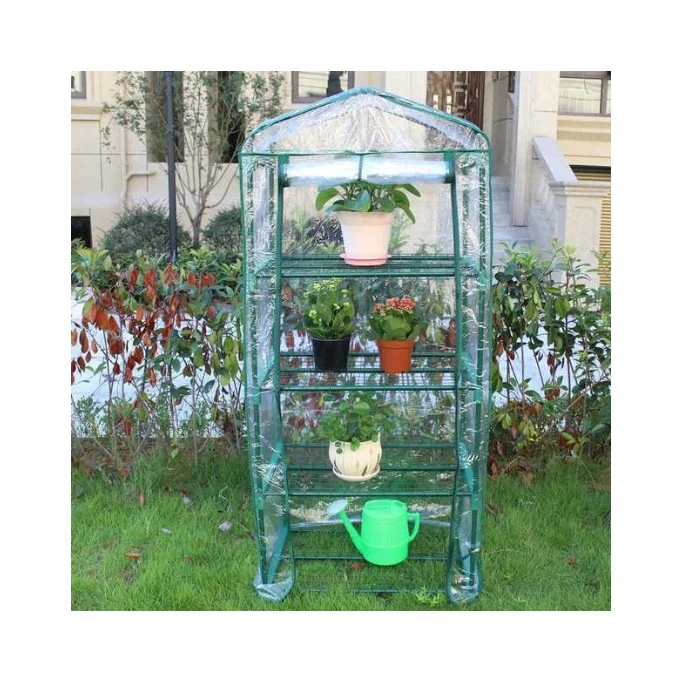 

4 Tier Roll-up Zipper Door Iron Shelves Portable Outdoors Indoor Mini Greenhouse for Garden Flowers Planting