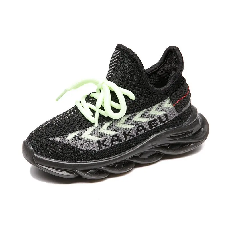 

Outdoor Running Shoes New Fashion Autumn Breathable Glowing Sports Shoes Children Kids Casual Shoes, Black, grey, green, pink
