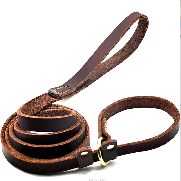 

Wholesale Easy Pull Pet Supplies Traction Rope Double Lead Double Layer Cowhide Double Handle Dog Running Traction Leash, Picture