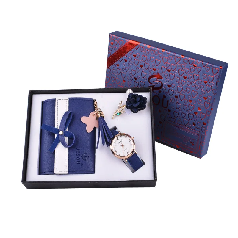 

Luxury women watches set 3pcs/set boutique gift set wallet quartz watch brooch jewelry gift for women, 4 colors