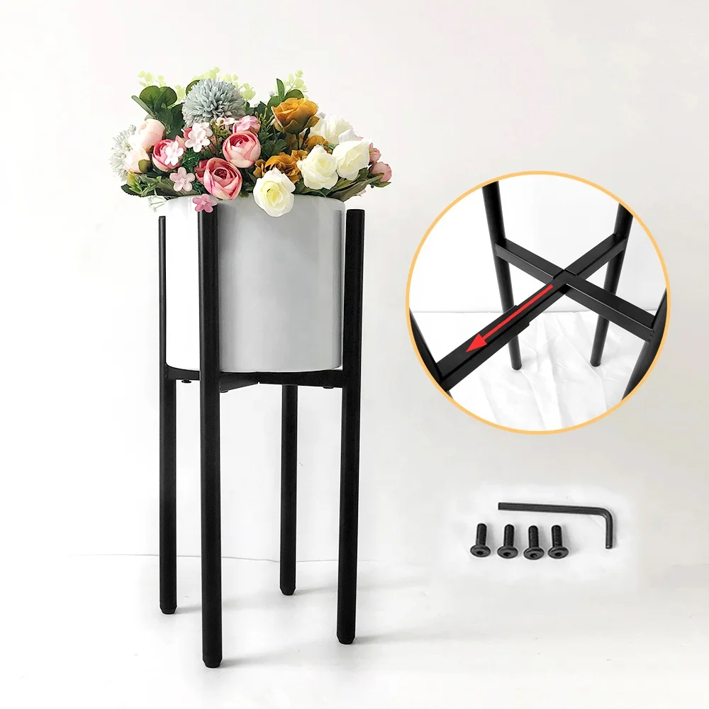 

Modern Plant Stand Metal Adjustable Plant Stand Indoor Flower Stand Black Gold Detachable Flower Rack for Garden Decoration