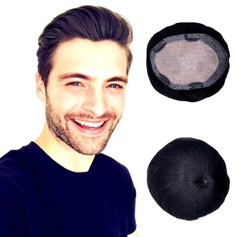 

M09 100% human hair wigs toupee human hair men long end line topper human hair