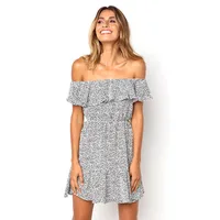 

Factory wholesale off shoulder print summer woman casual mini dress