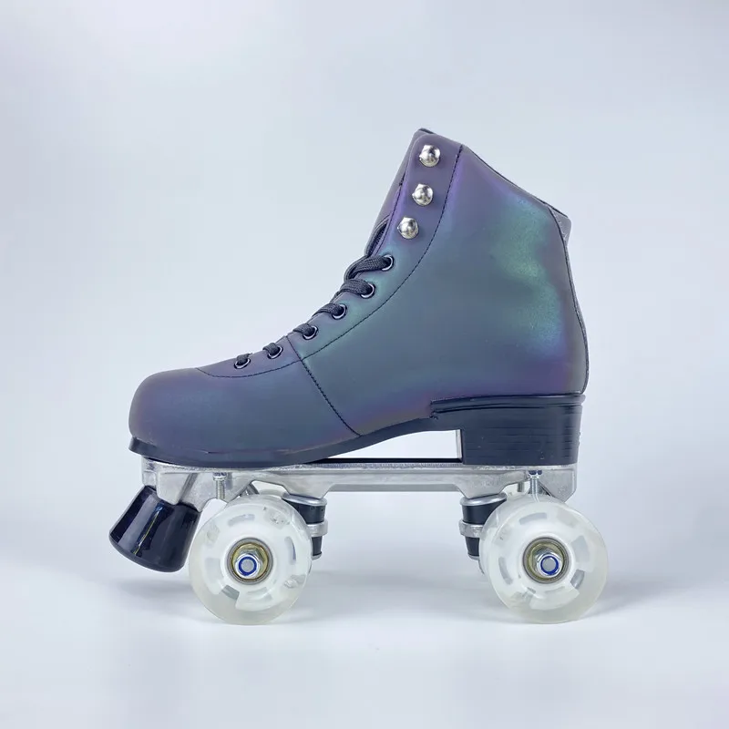 

OEM ODM Reflective 3m material aluminum alloy base plate 4 wheel roller skates, Amazon sell well High quality roller skate sale, Gray