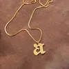LOZRUNVE Factory Wholesale 925 Silver Personalized Gothic Initials Letter Pendant Charm 18K Gold Plated
