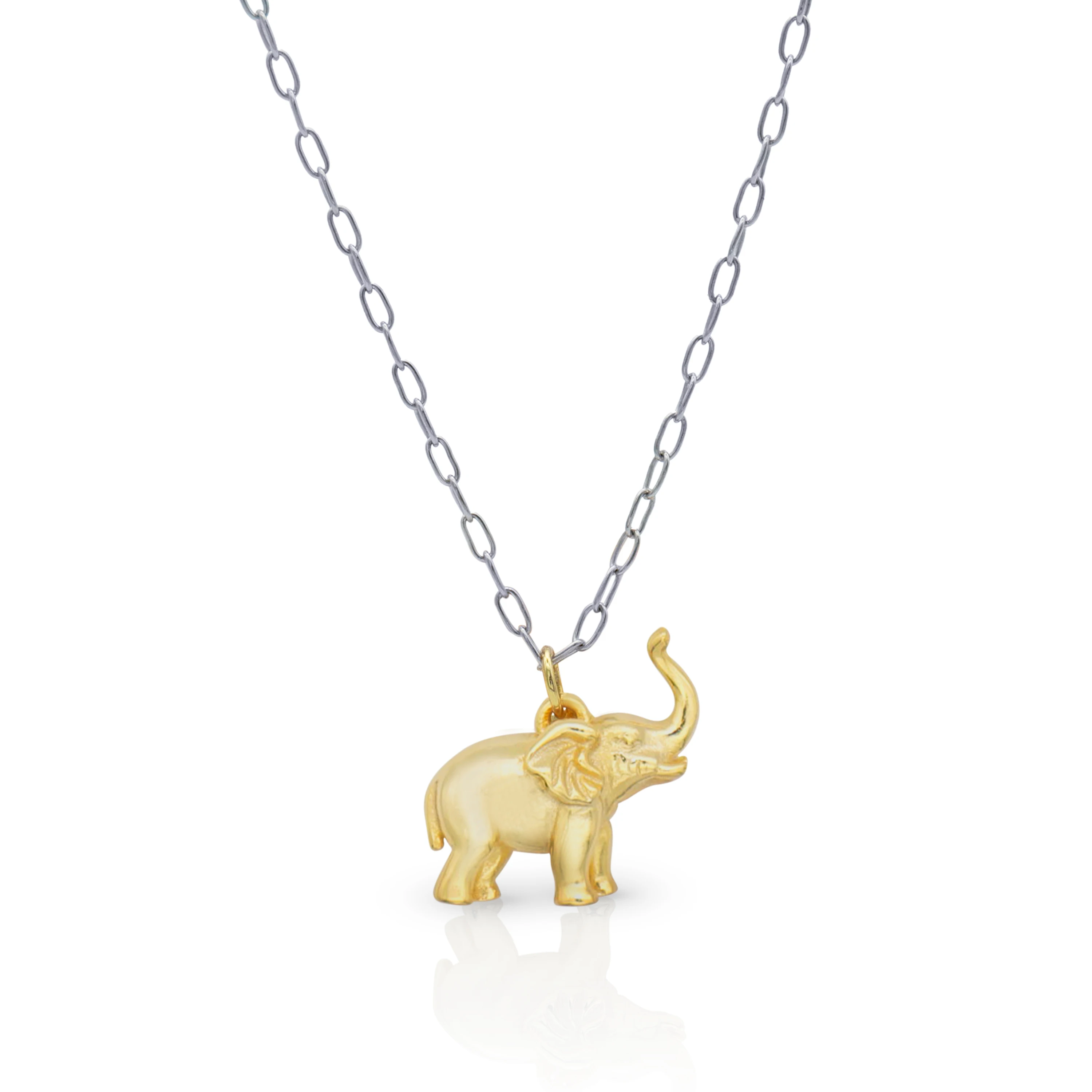 

Chris April minimalist In stock 925 sterling silver 18k gold plated elephant pendant necklaces