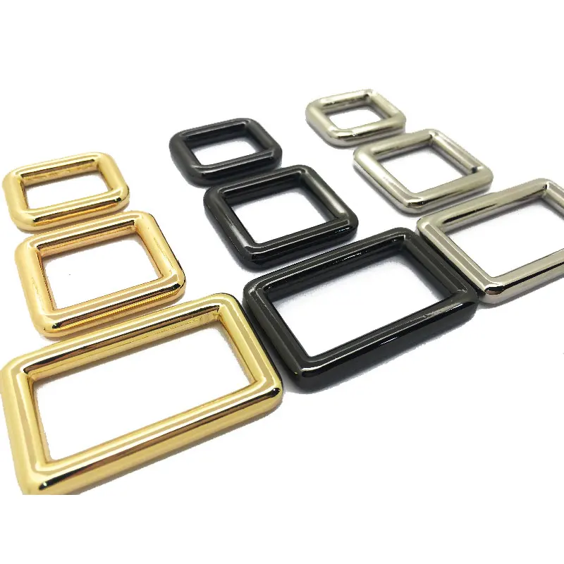 

Webbing Belt Shoulder Strap Fix Metal Adjuster Square Slider Ring Rectangle Buckle For Bags, Gunmetal, nickel pearl, gold, silver plated