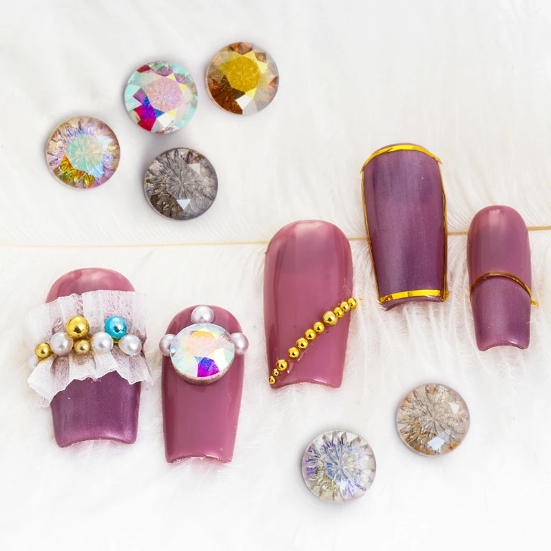 

Supplier Crystal Ab round Arc Carved Nail Rhinestone Design Faces Nails Art Rhinestones For Nail Decoration