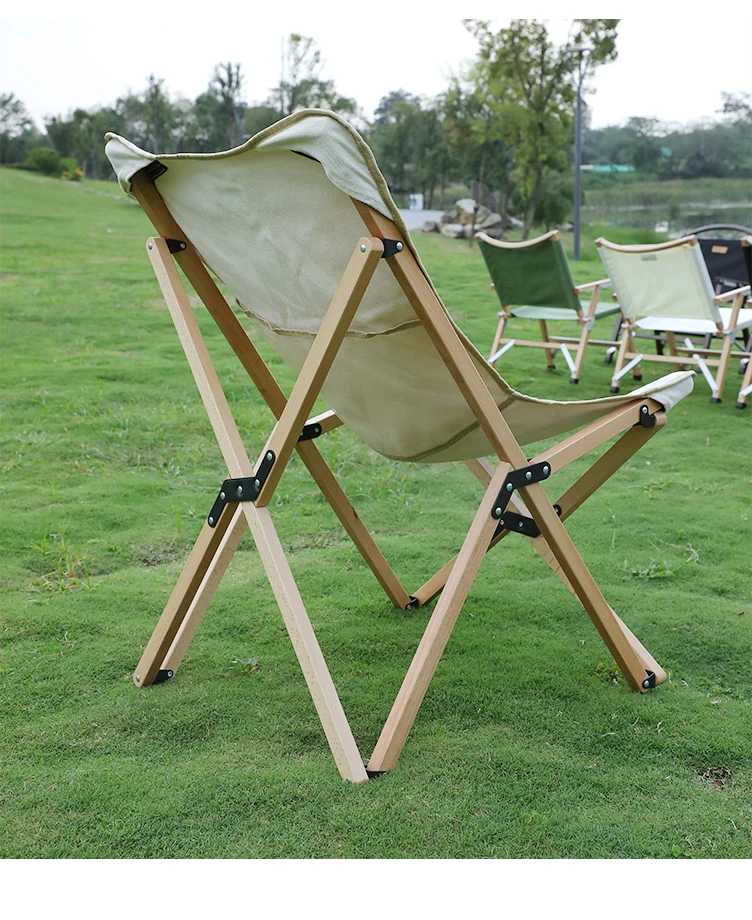 
Outdoor lightweight camping beech relax folding beach wood armrest chair 
