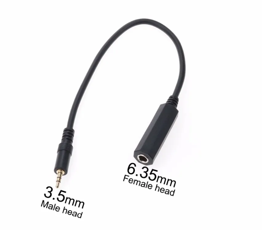 

3.5mm 1/8" Male to 6.35mm 1/4 Female Mono Audio Adapter Converter Connector Cord Black Cable