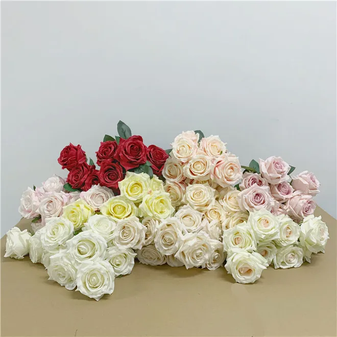 

D-3012 9 Heads Wedding Decorations Blush Pink Rose Bouquet Artificial