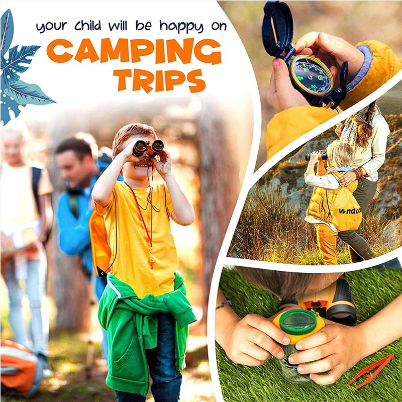 Kids Explorer Kit - 10Pieces Kids Outdoor Kit - Kids Camping Set Adventure Kit for Girls and Boys - Outdoor Educational Toys