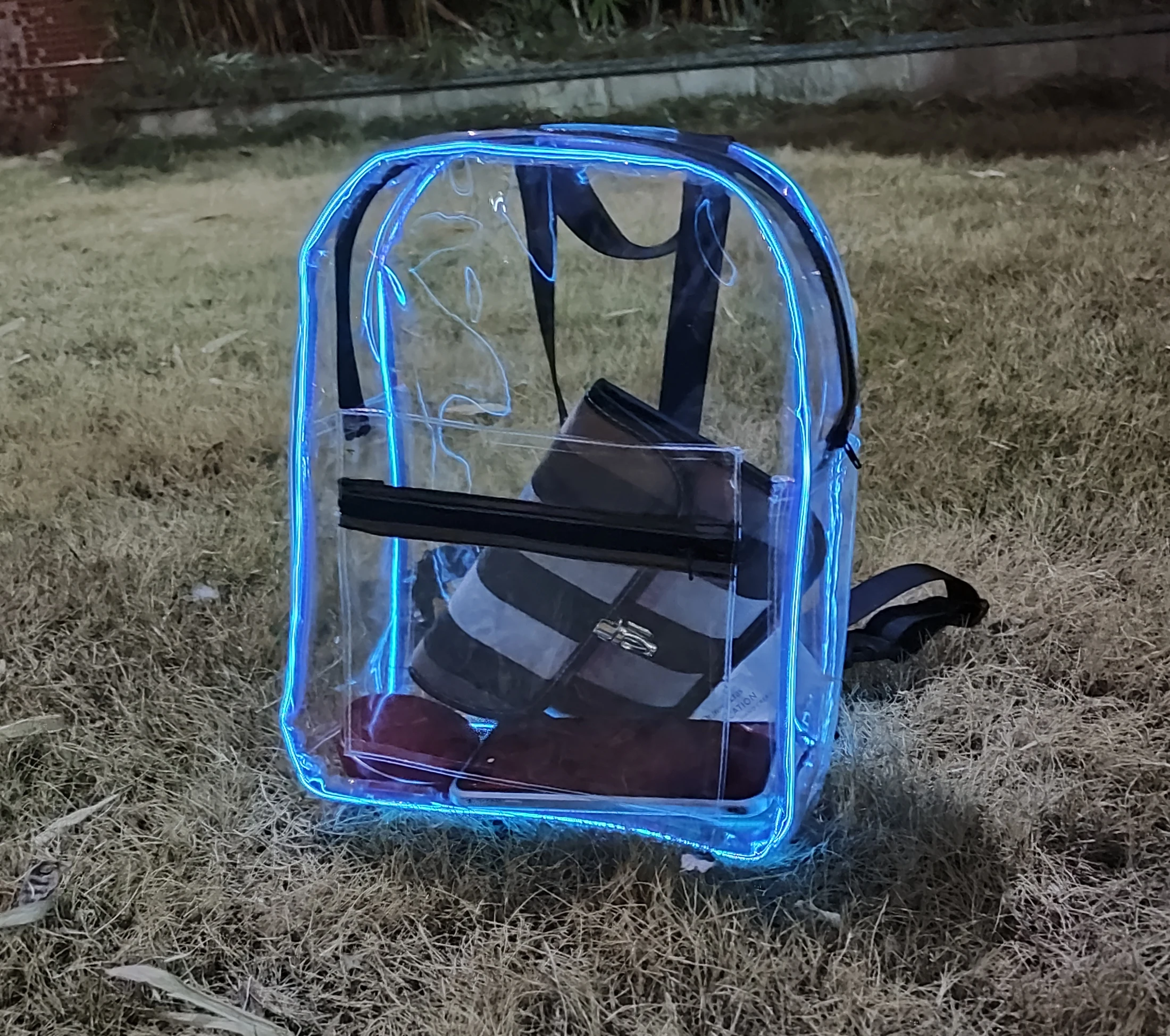 

2021 Newest Style Heavy Duty Clear School EL Neon Wire Line Backpack