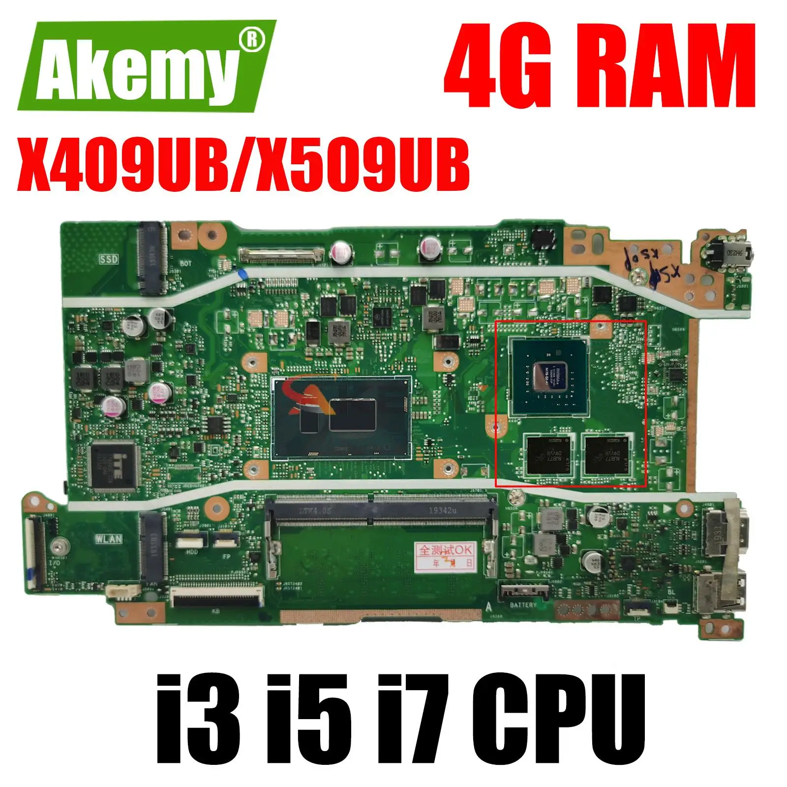 

Mainboard X409UB X409UA X509UA X509UB A409U A509U F409U F509U X409UJ X509UJ Laptop Motherboard 4417U i3 i5 i7 0GB/4GB/8GB