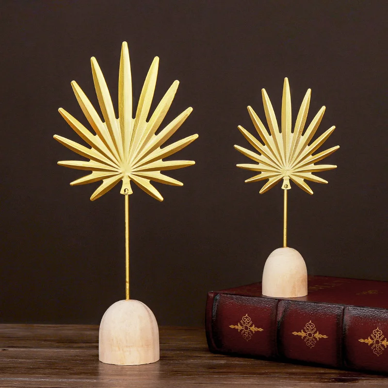 

Nordic minimalist luxury wrought iron leaf ornaments creative home living room office soft decorations metal crafts home decor, Gold