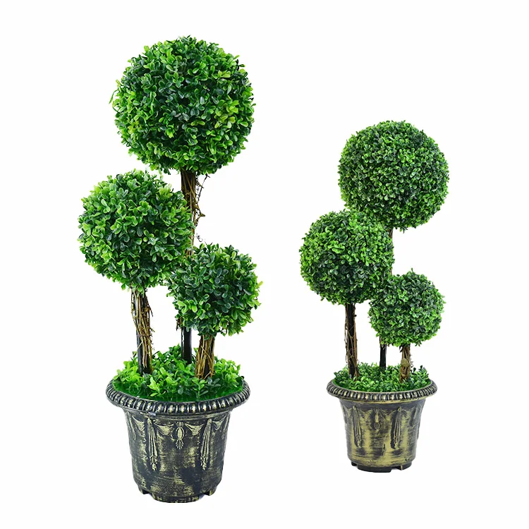 

75cm Outdoor topiaries faux Boxwood artificial ball topiary hedge Artificial spiral Plants For Home And garden