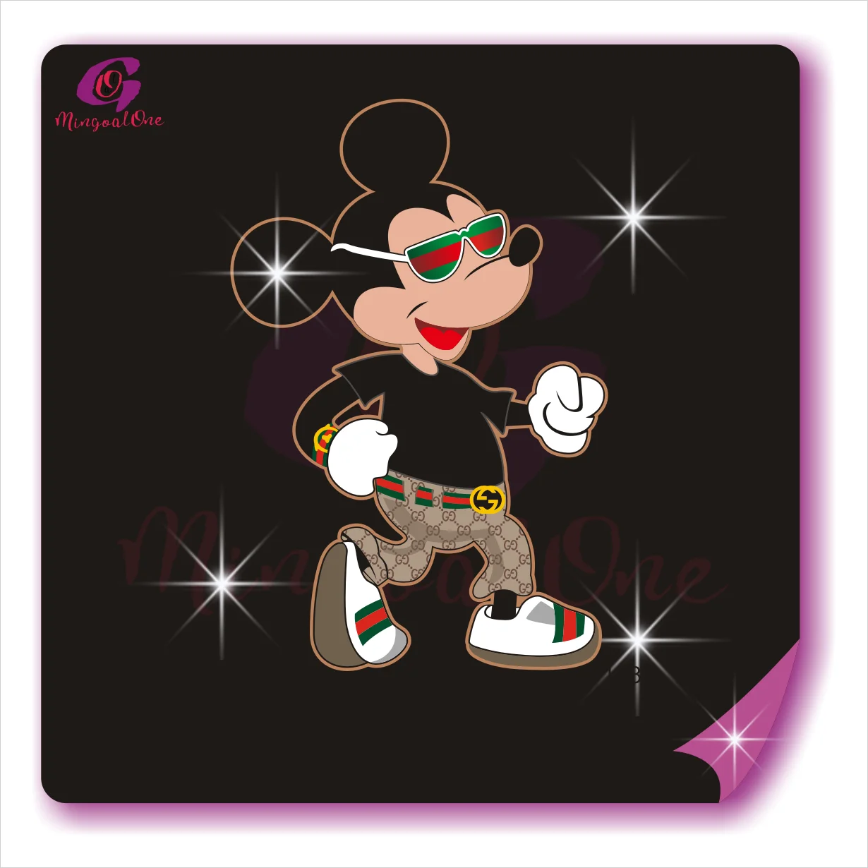 

custom print heat transfer iron designs fashion brand GG Mini Mickey transfer mouse, Select from color chart