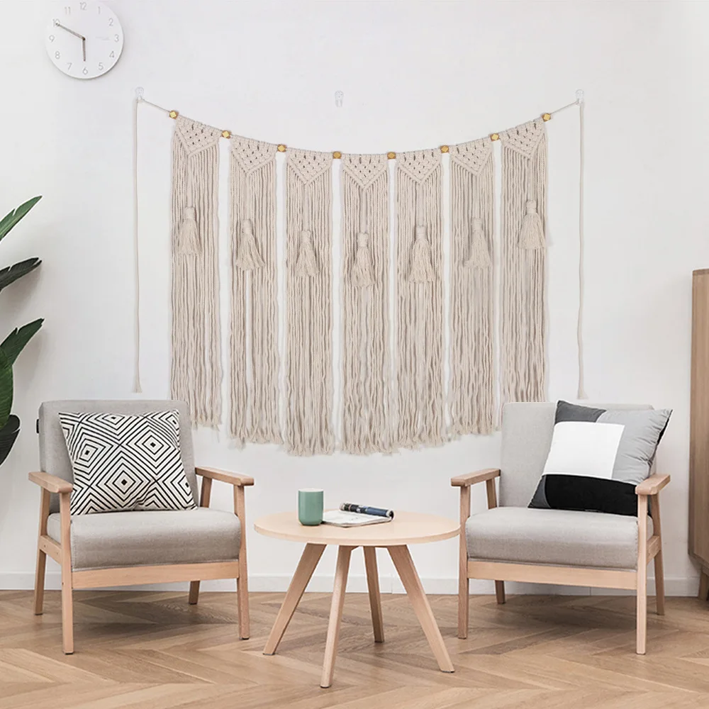 

Macrame Wall Hanging Cotton Macrame Home Decoration Backdrop Curtains Handmade Woven Wall Tapestry