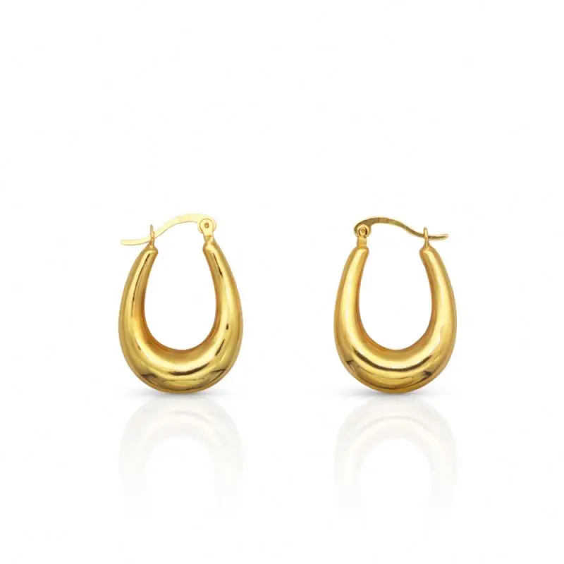 

Chris April 925 silver 18k gold plated Korean version oval Minimalist Drop earrings, Yellow gold