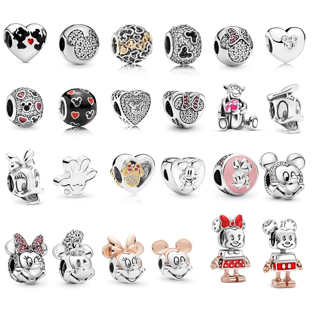 

wholesale 925 sterling silver mickey charms animals DIY charms for bracelet Necklace jewelry making, Silver color