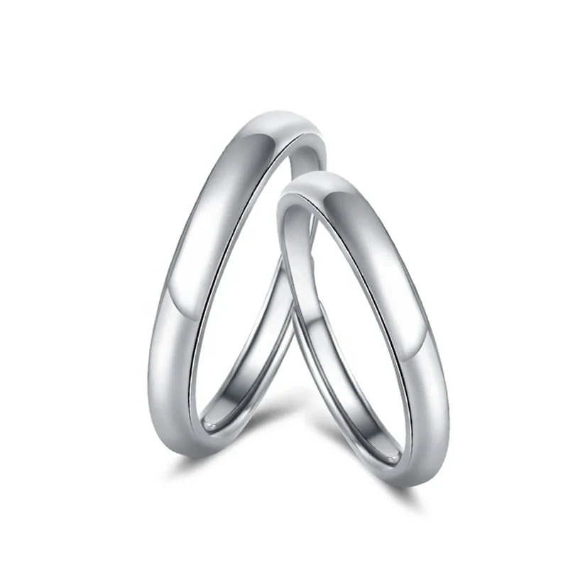 GR96 Custom Jewelry Wholesale Custom Simple Glossy Couple Ring for Men Women  Size Adjustable 925 Silver Wedding Lover Rings