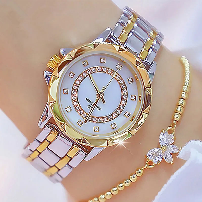 

BS Brand Crystal Stainless Steel Women Diamonds wristwatches Lady Watch