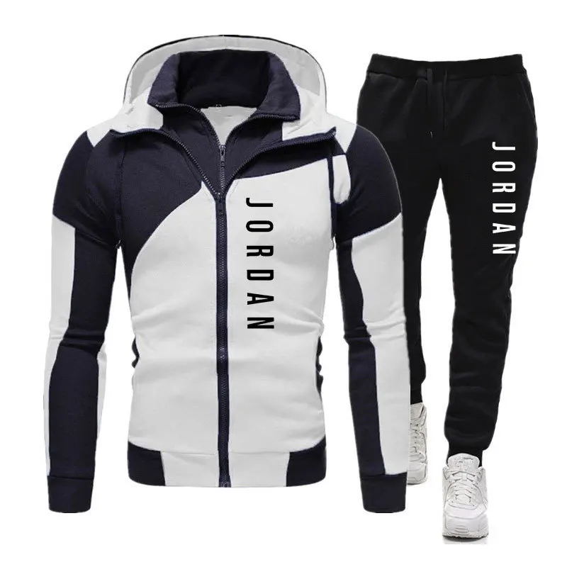 

Wholesale brand men's zipper track and field sports cardigan sweater jacket casual 2-piece suit Men's hoodie, Custom colors