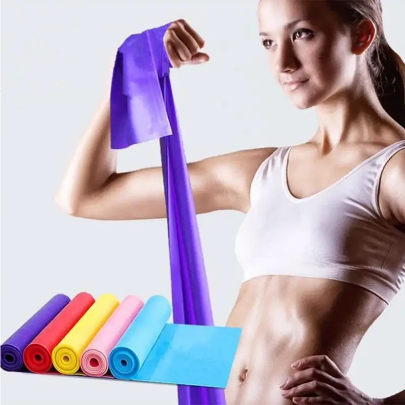 

1m Resistance Bands Elastic Rubber Belts Ballet Pilates Yoga Gymnastics Stretch Fitness Equipment Training Expander Unisex, Blue, purple, pink, yellow, green