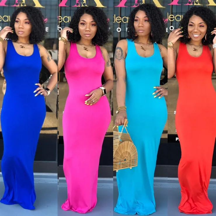 

2021 sexy bodycon casual maxi dress summer chic long sun dresses women