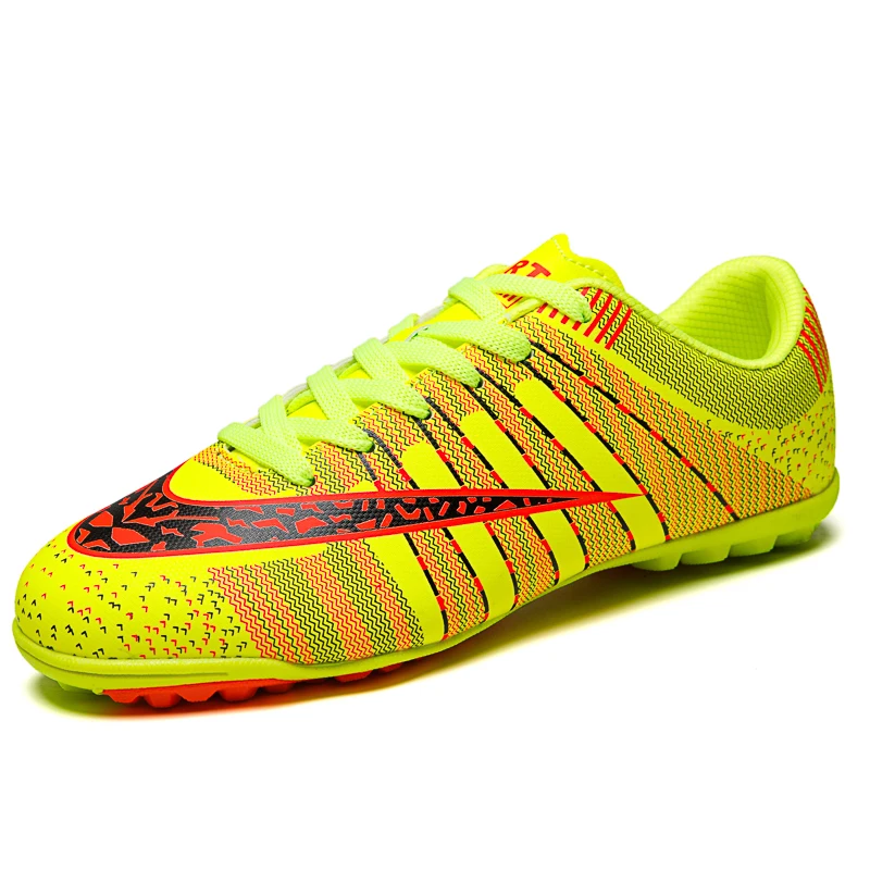 

BYL-S Mens Futsal Shoes Football Sneakers Soccer Boots Shoes, Green + black + black + yellow + yelloworange