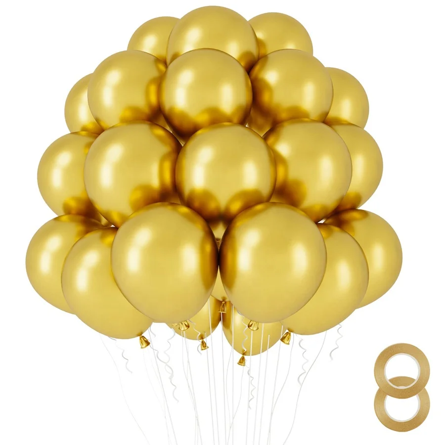 

100pcs 12 Inch Helium Gold Metallic Balloons Latex Balloons party balloons decorations for Birthday