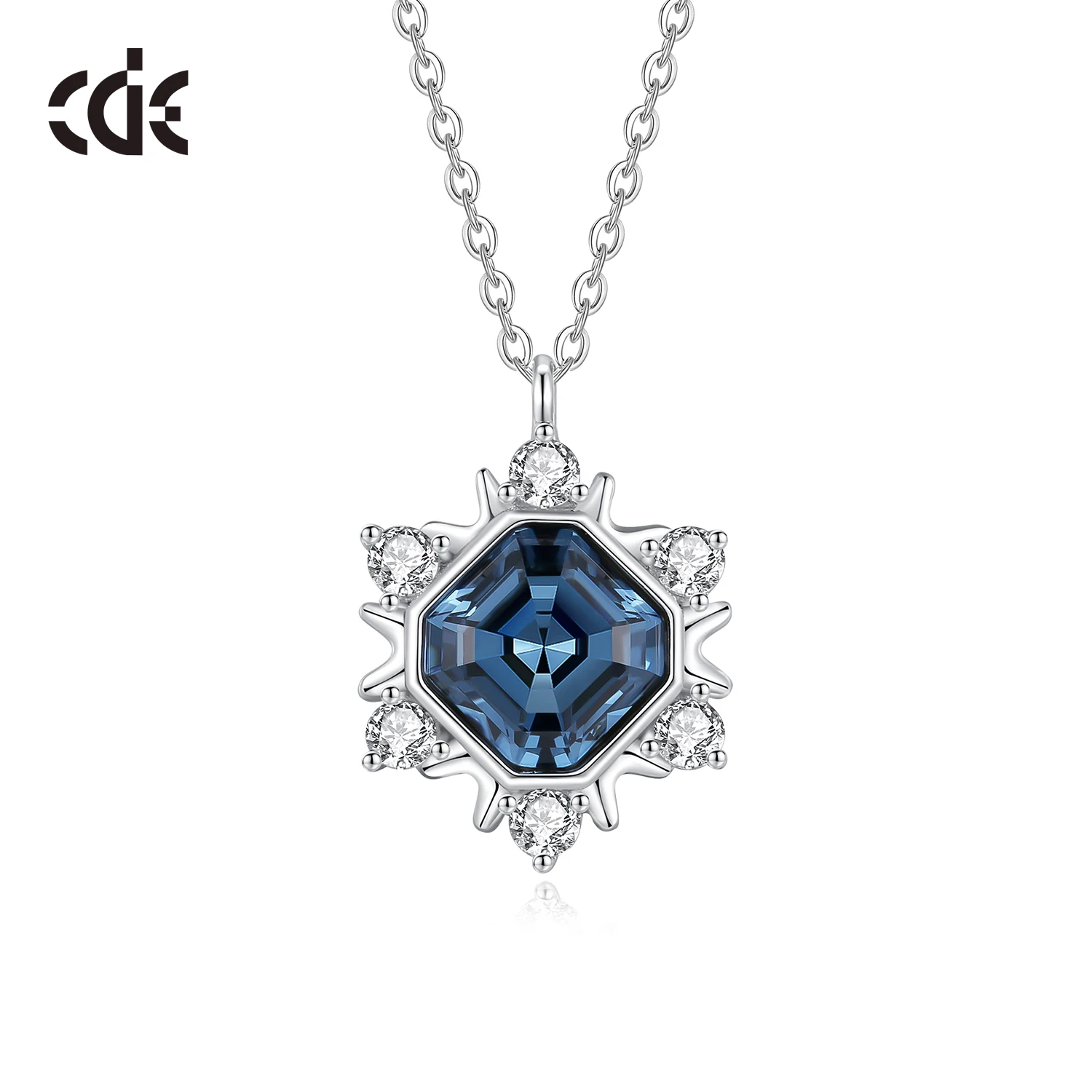 

CDE YN1206 Fine Jewelry 925 Sterling Silver Princess cut Crystal Necklace With Cubic Zirconia Pendant Necklaces For Women Gift