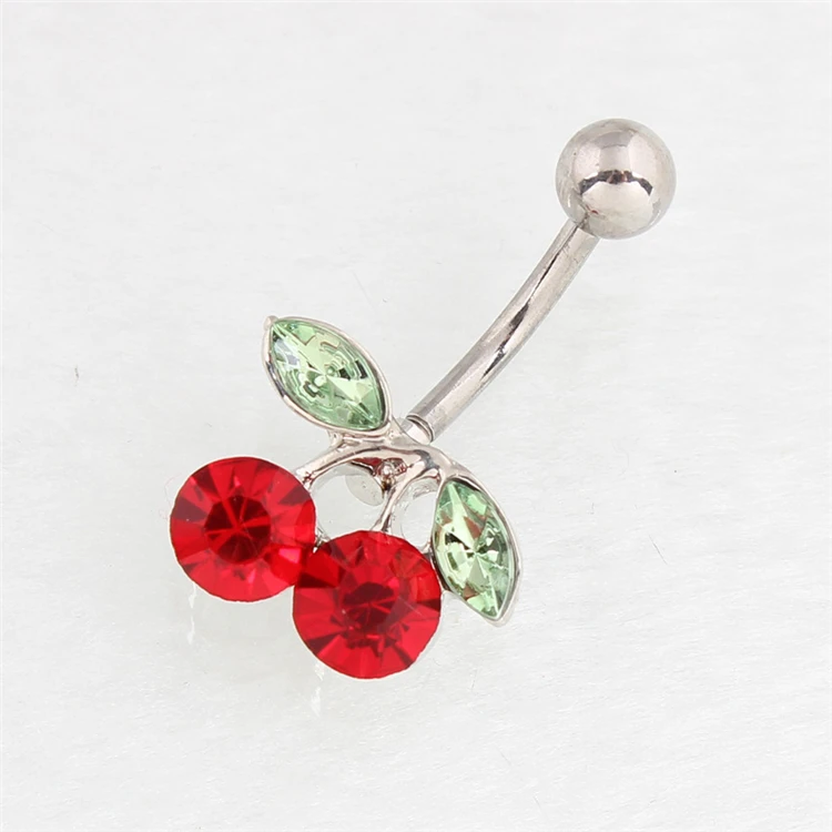 

2021 Fashion Cherry Cute Clip on Belly Ring Dangle Belly Button Ring