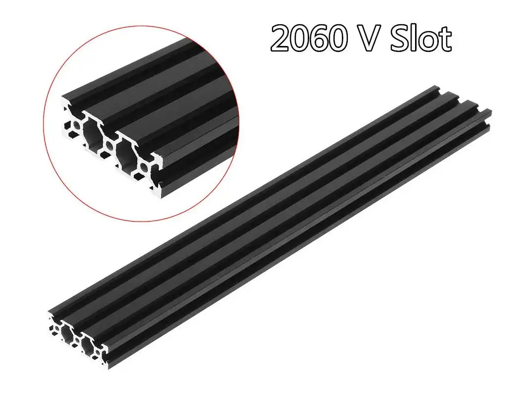 V Wheel V Rails V Slot Bars 2060 Vslot (20 X 60 Mm) Black Rail Aluminum Profile Extrusion 2020