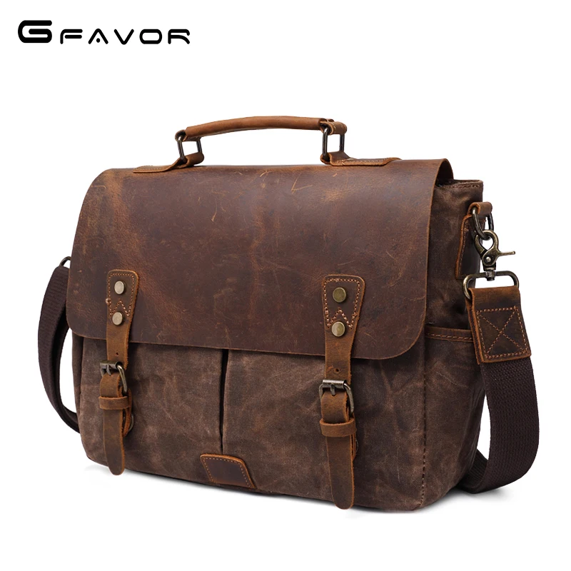 

Wholesale Customized waterproof padded waxed canvas bags personalized stylish case satchel vintage messenger bag, Multi