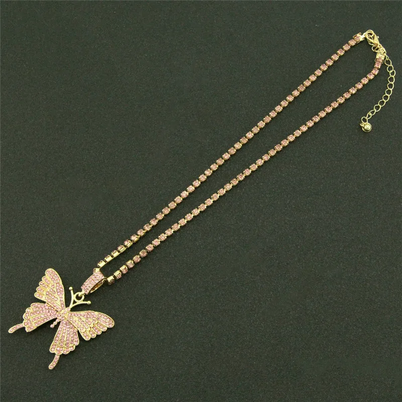 

NC-0678 Factory Direct Wholesale Hot Selling Hip Hop Trendy Clavicle Single Chain Diamond Butterfly Pendant Gold Lady's Necklace, Mix