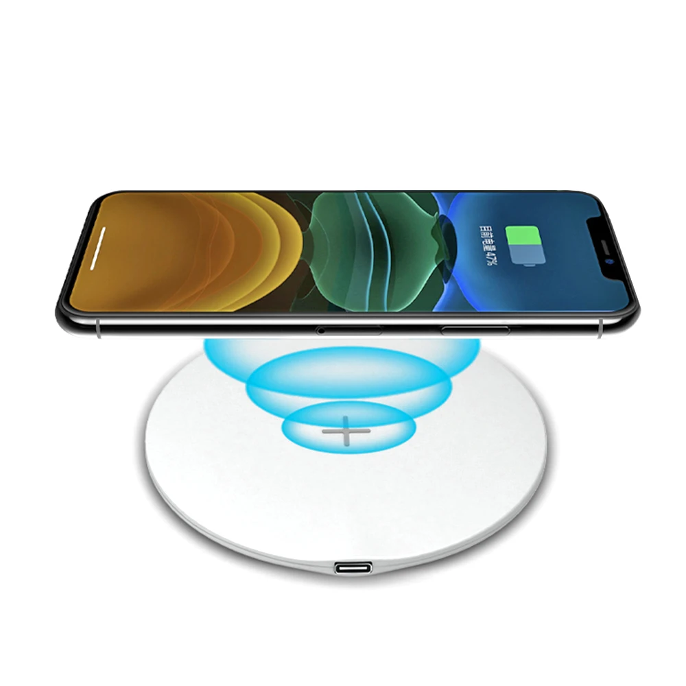 

Ultra Slim 15W Qi Fast Charge Universal Mobile Phones Charger Wireless Charging Pad, Black white