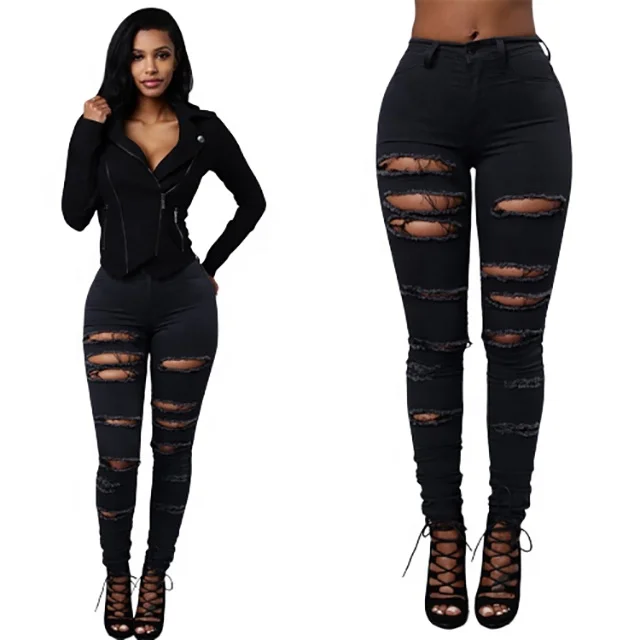 

Europe And The United States Stretch Hole Sexy Tight Women Skin tight Jeans Denim Pants, White and white