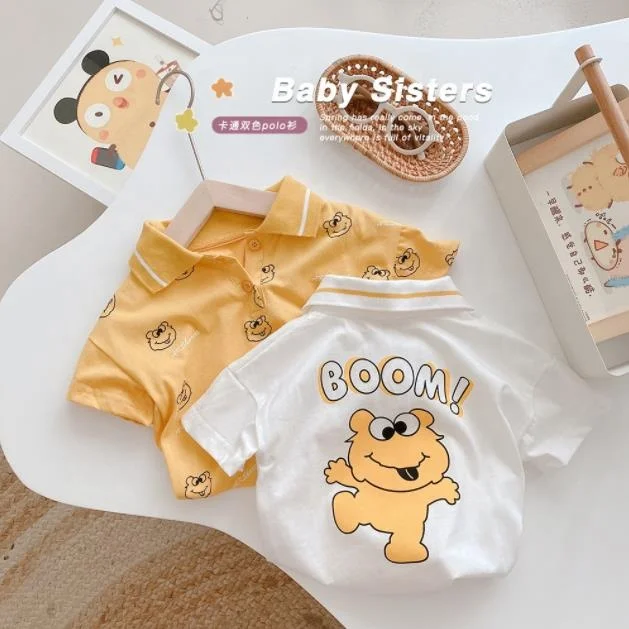 

Summer hot selling 2021 baby boys cute print casual Short Sleeve Polo shirt