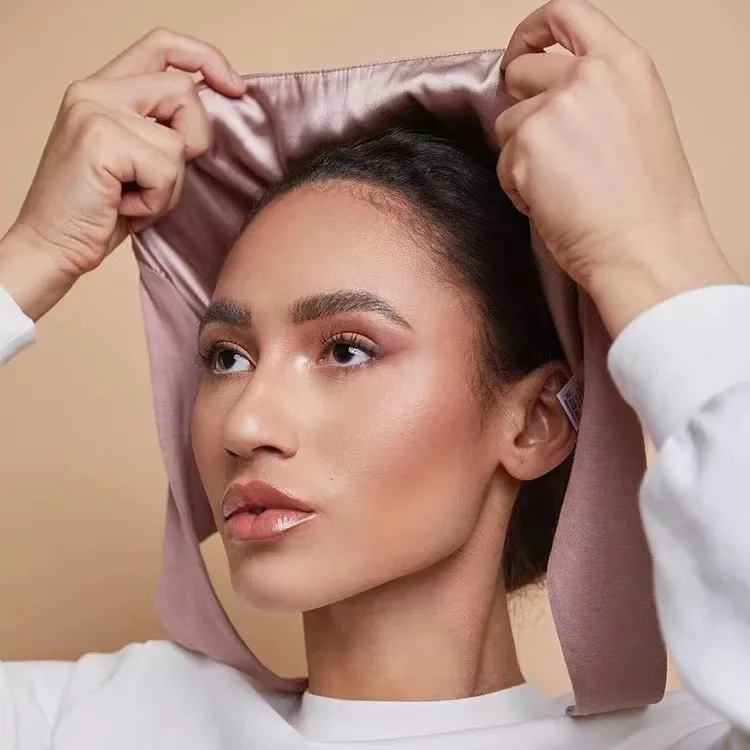 New Design Satin Silk Lined Underscarf Elastic Jersey Tie Back Cotton With Satin Undercap Hijab